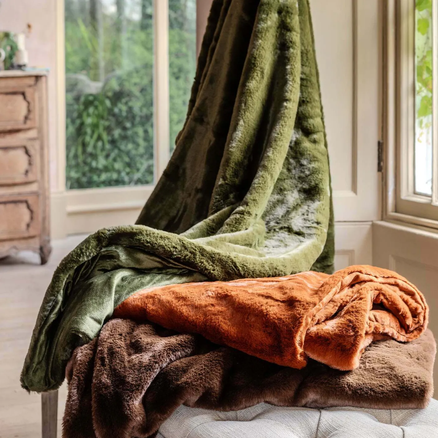 Graham & Green Sofa Throws|Throws & Blankets<Spice Faux Fur Throw