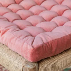 Graham & Green Seat Pads & Bed Rolls|Seat Pads & Bed Rolls<Square Vintage Pink Velvet Seat Pad