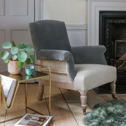 Graham & Green Armchairs<Stanley Deconstructed Velvet and Linen Armchair