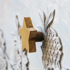 Graham & Green Knobs & Handles<Star Wooden and Brass Knob