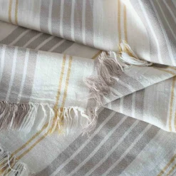 Graham & Green Bathroom Accessories<Stone Wide Stripe Turkish Beach Towel Wrap