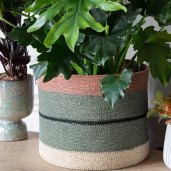 Graham & Green Vases & Plant Pots|Household Storage<Striped Rust and Green Basket