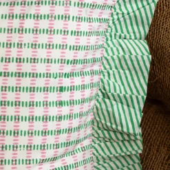 Graham & Green Sofa Cushions|Cushions<Sundae Green & Pink Frill Rectangular Cushion