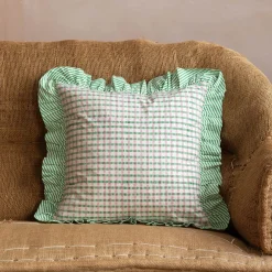 Graham & Green Sofa Cushions|Cushions<Sundae Green & Pink Frill Square Cushion