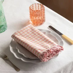 Graham & Green Table Cloths & Napkins|Table Cloths & Napkins<Sundae Pink and Orange Frill Napkin