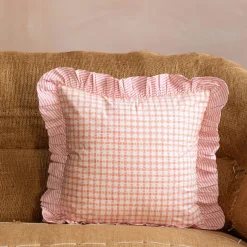 Graham & Green Sofa Cushions|Cushions<Sundae Pink & Orange Frill Square Cushion