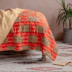 Graham & Green Quilts & Bedding<Tiger and Orange Stripe Reversible King Size Quilt