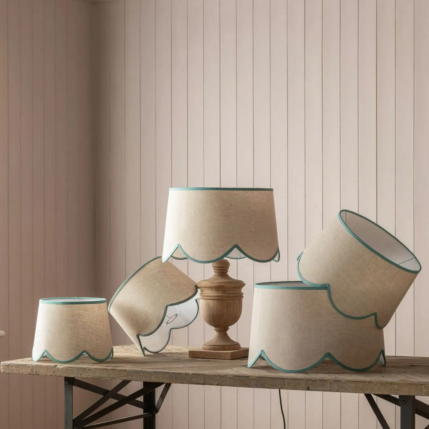 Graham & Green Lamp Shades<Turquoise Scallop Lamp Shades