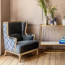 Graham & Green Armchairs<Valentin Blue Ikat Armchair