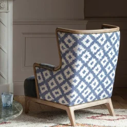 Graham & Green Armchairs<Valentin Blue Ikat Armchair