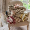 Graham & Green Sofa Throws|Throws & Blankets<Velvet Frill Floral Block Printed Sherpa Throws