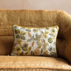 Graham & Green Sofa Cushions|Cushions<Viola Embroidered Linen Rectangular Cushion