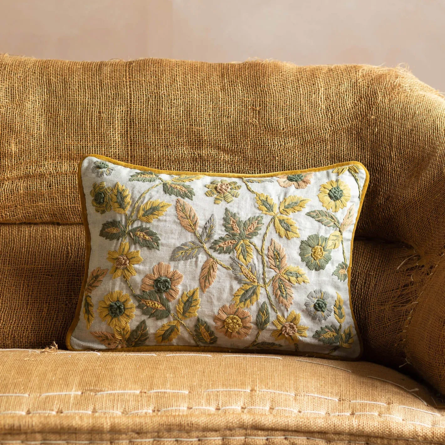 Graham & Green Sofa Cushions|Cushions<Viola Embroidered Linen Rectangular Cushion