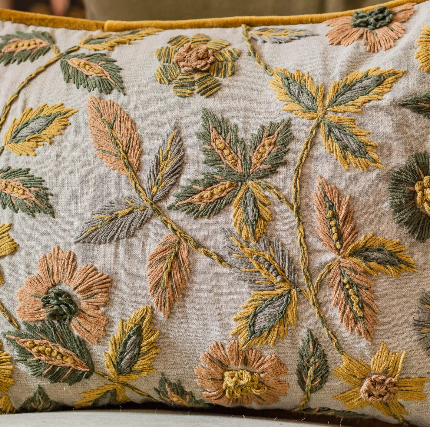 Graham & Green Sofa Cushions|Cushions<Viola Embroidered Linen Rectangular Cushion