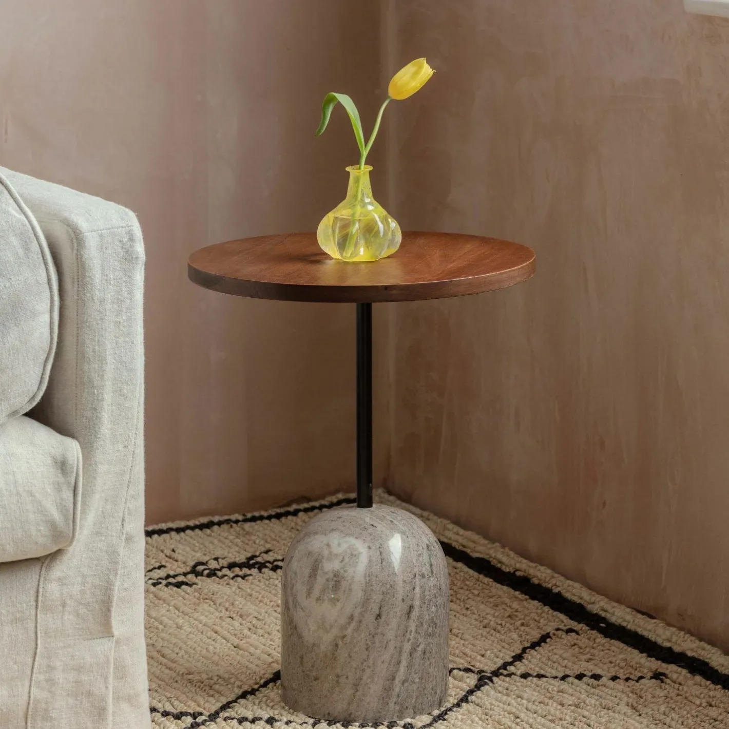Graham & Green Side Tables<Waverly Wood and Marble Side Table