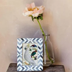 Graham & Green Photo Frames<White and Grey Chevron Bone Frame