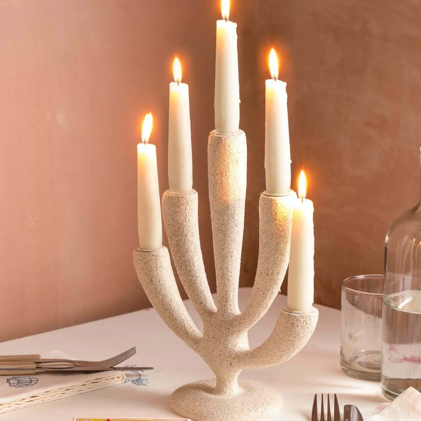 Graham & Green Candle Holders & Candles<White Coral Candelabra
