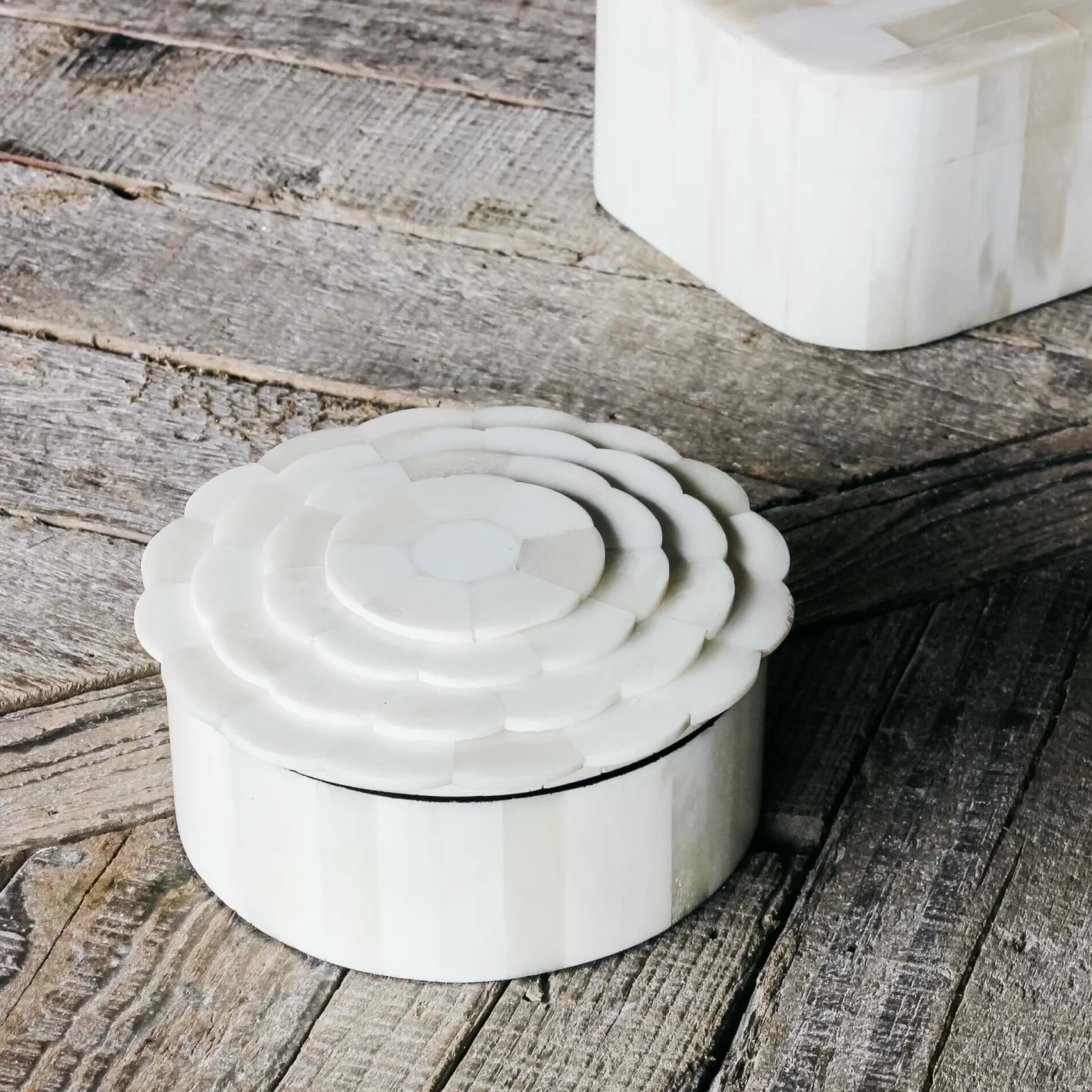 Graham & Green Decorative Accessories<White Daisy Round Bone Box