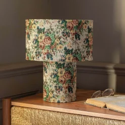 Graham & Green Table Lamps<White Floral Tapestry Table Lamp