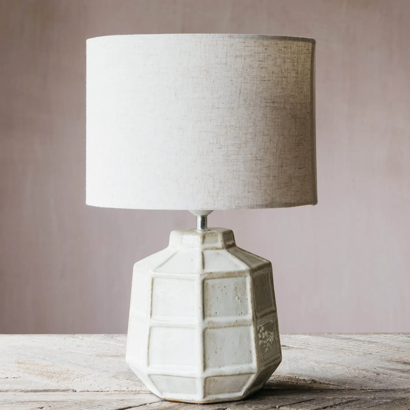 Graham & Green Table Lamps<White Hex Lamp with Shade