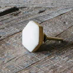 Graham & Green Knobs & Handles<White Marble Domed Hexagon Knob