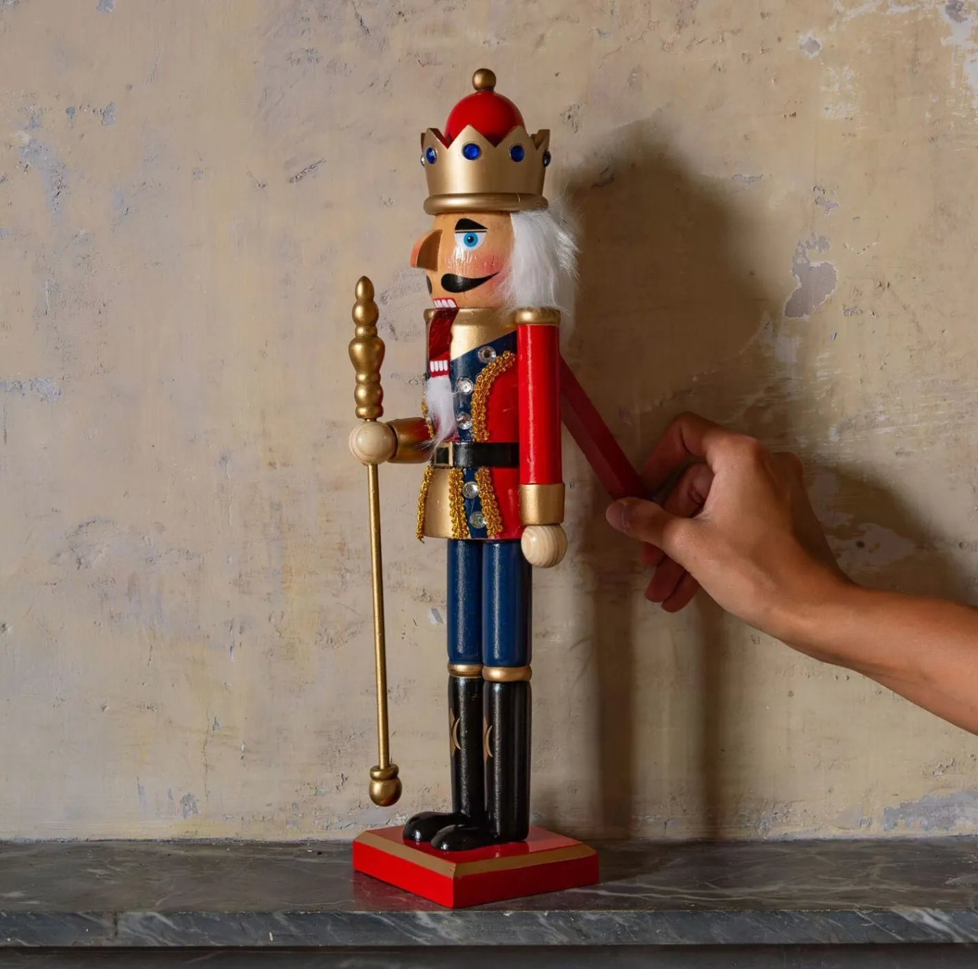 Graham & Green Decorative Accessories<Wooden Bejeweled Nutcracker with Staff