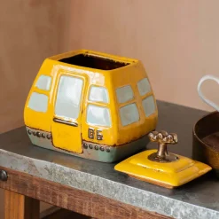 Graham & Green Kitchen Accessories<Yellow Cable Car Biscuit Jar
