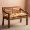 Graham & Green Seat Pads & Bed Rolls|Seat Pads & Bed Rolls<Yellow Candy Stripe Bench Seat Pad
