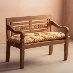 Graham & Green Seat Pads & Bed Rolls|Seat Pads & Bed Rolls<Yellow Candy Stripe Bench Seat Pad