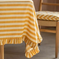 Graham & Green Outdoor Dining|Table Cloths & Napkins<Yellow Candy Stripe Frill Tablecloths