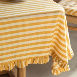 Graham & Green Outdoor Dining|Table Cloths & Napkins<Yellow Candy Stripe Frill Tablecloths