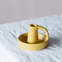 Graham & Green Candle Holders & Candles<Yellow Curve Candle Holder